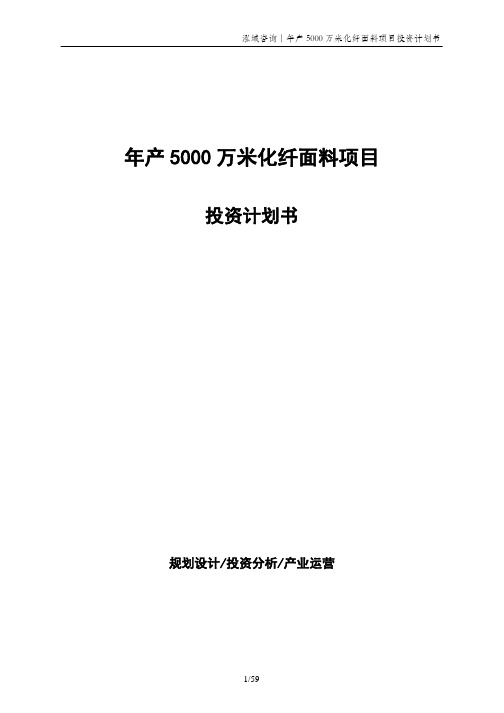 年产5000万米化纤面料项目投资计划书