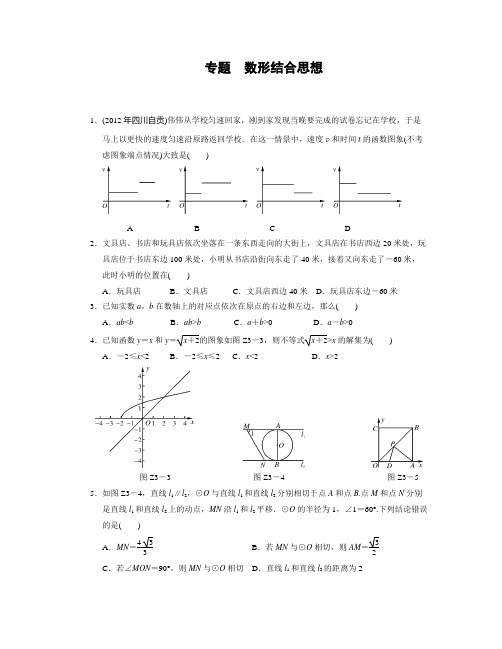 2013年中考复习分层训练 专题：数形结合思想(含答案)