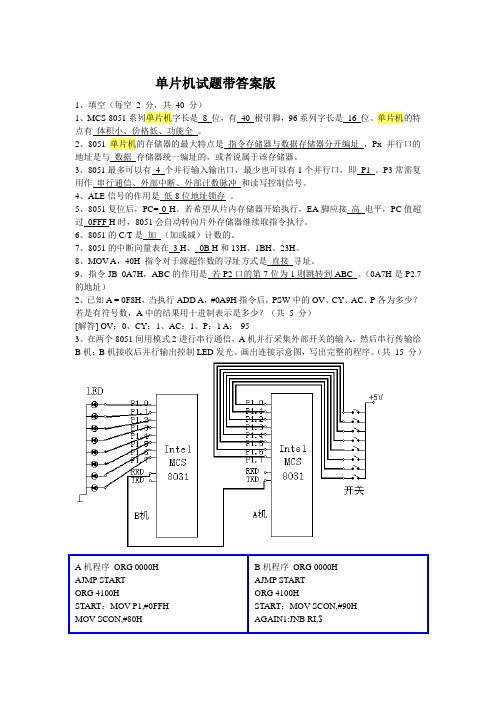 单片机大作业试题及答案