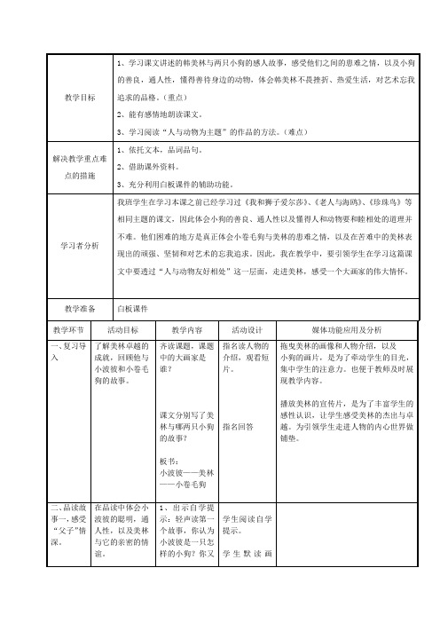 六年级语文上册第五单元18《小狗与大画家》名师教案北京版