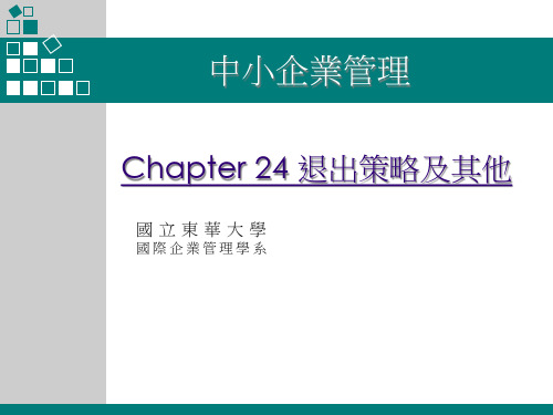 中小企业管理-退出策略及其他