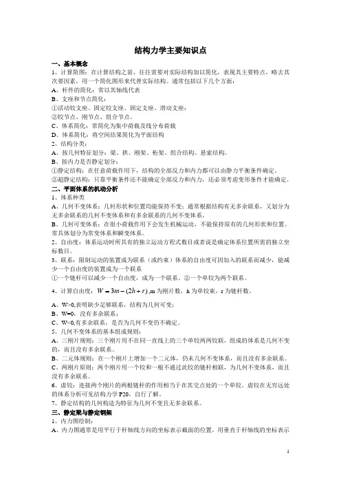 结构力学主要知识点归纳