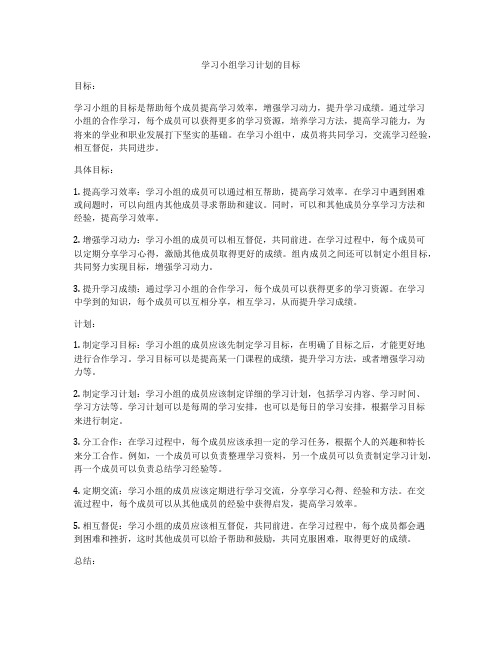 学习小组学习计划的目标