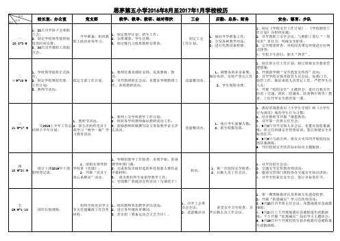 2016年8月-2017年1月校历