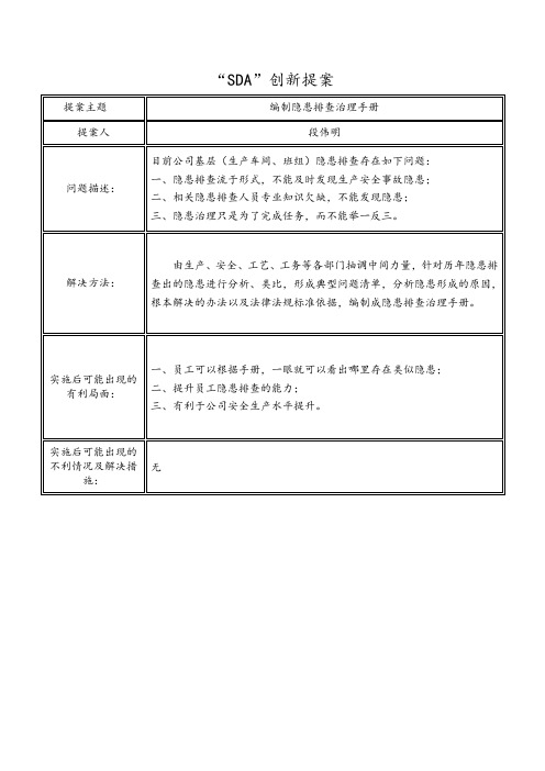 “金点子”创新提案申报表