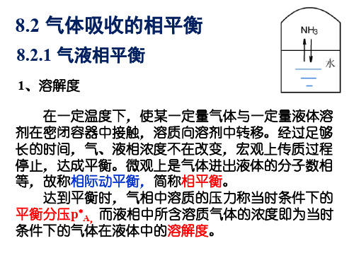 化工原理8.2 相平衡关系8.2 吸收过程的相平衡关系