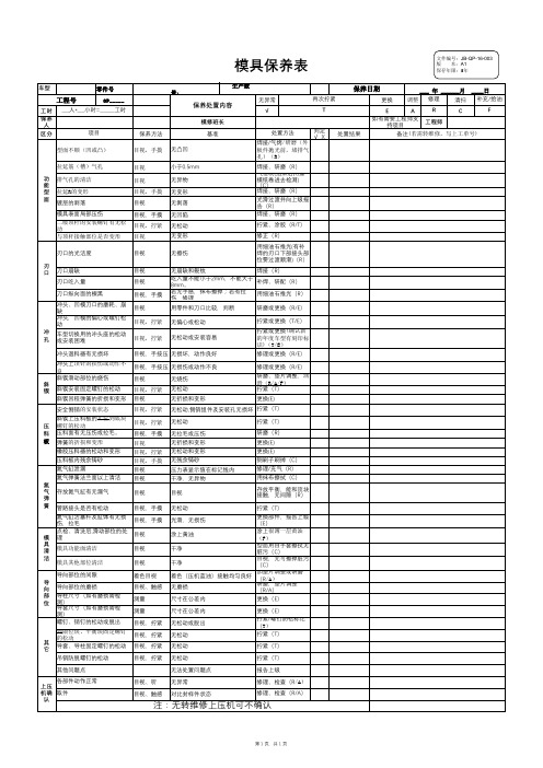 冲压模具保养表