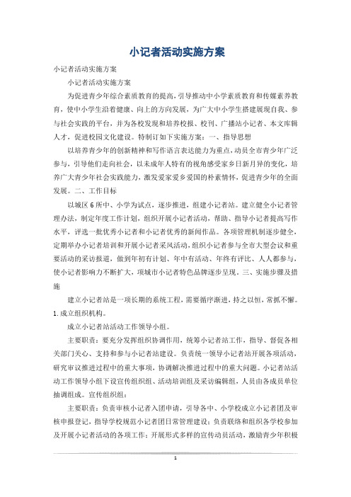 小记者活动实施方案