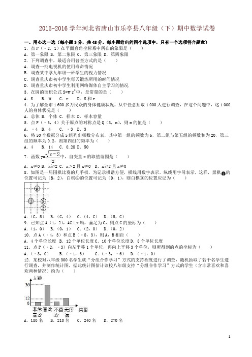 唐山市乐亭县八年级下期中数学试卷及答案-精编