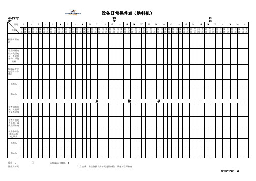 烘料机日常保养记录表