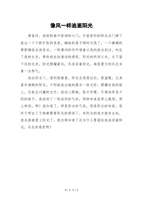 像风一样追逐阳光_初一作文