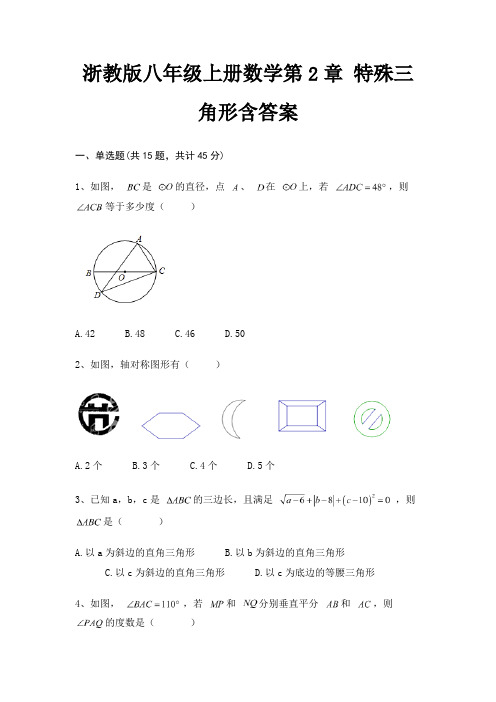 浙教版八年级上册数学第2章 特殊三角形含答案