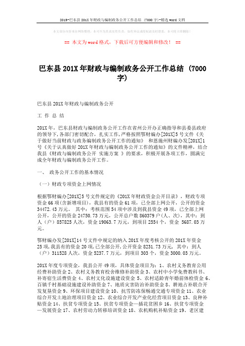 2019-巴东县201X年财政与编制政务公开工作总结 (7000字)-精选word文档 (8页)
