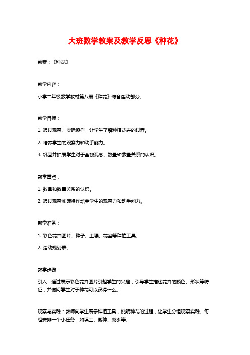 大班数学教案及教学反思《种花》