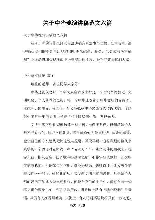 关于中华魂演讲稿范文六篇