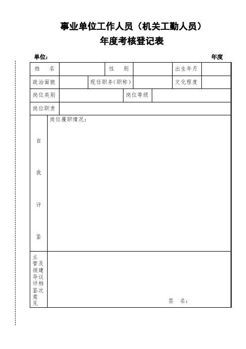 年度考核登记表