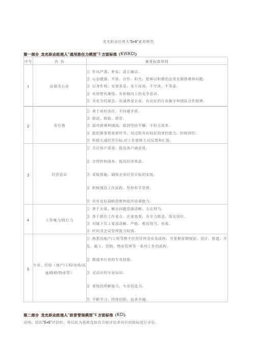龙光职业经理人“”素质模型