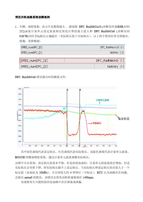 博世共轨(油路系统)故障案例