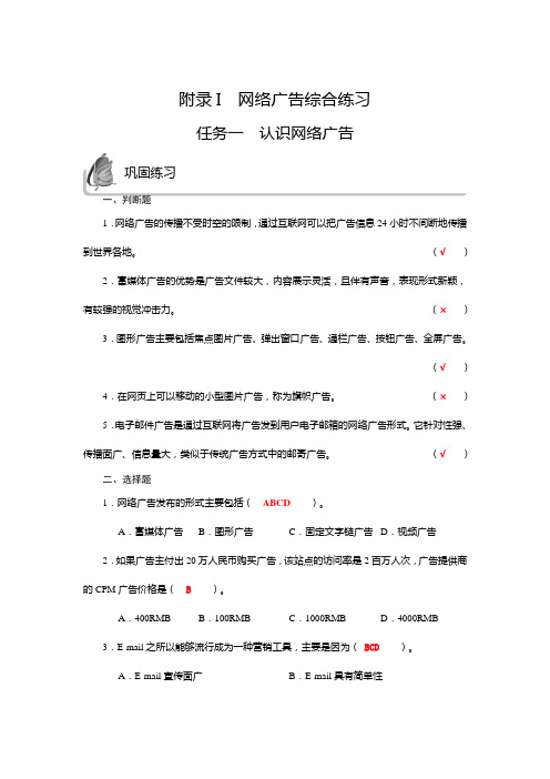 网络营销实务附录I  网络广告综合练习