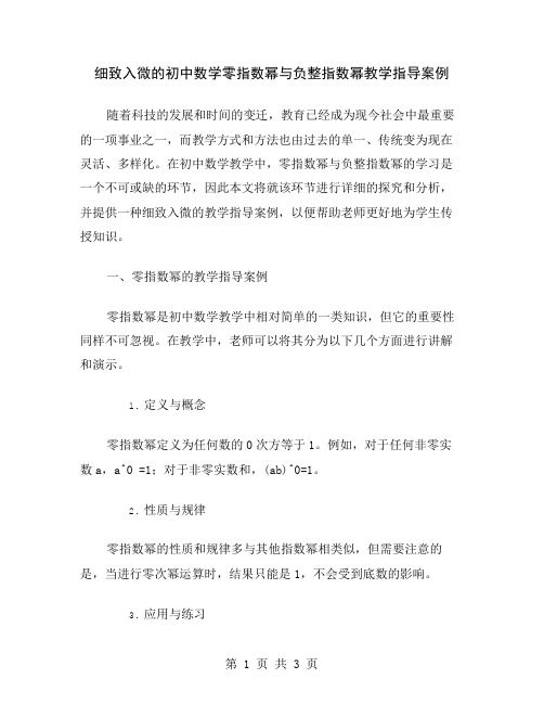 细致入微的初中数学零指数幂与负整指数幂教学指导案例