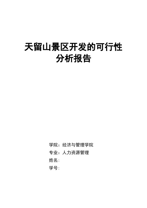 天留山景区开发的可行性报告