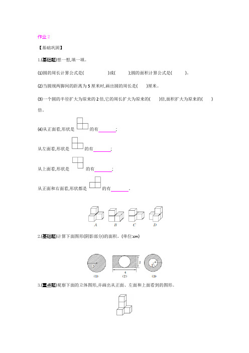 北师大版小学六年级数学上册总复习 2 图形与几何 同步练习试题(含答案)