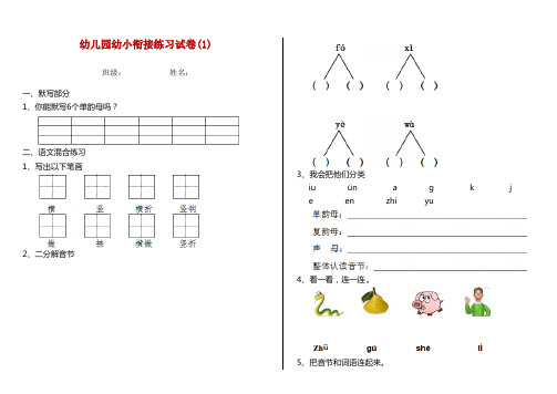 幼儿园幼小衔接练习试卷(1)