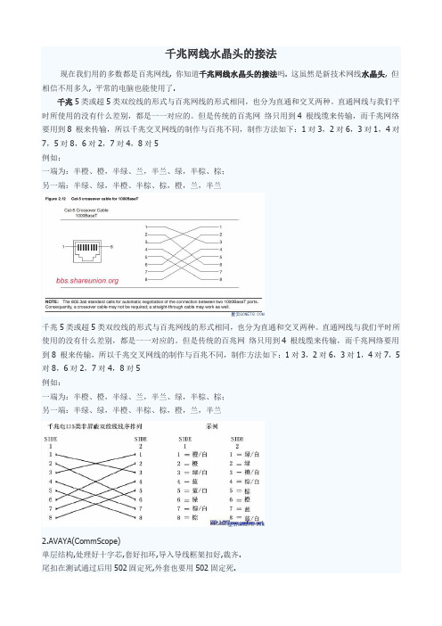 千兆网线水晶头的接法