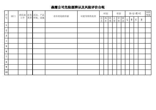 危险源辨识及风险评价台帐