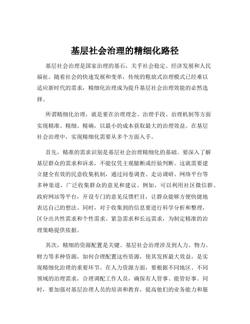 基层社会治理的精细化路径