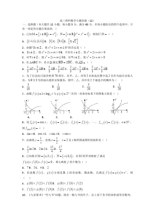 高三理科数学小题狂做121