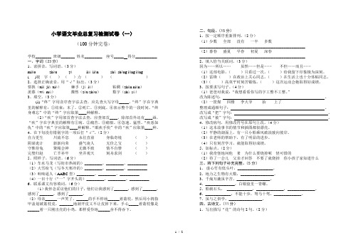 小学语文毕业总复习检测试卷