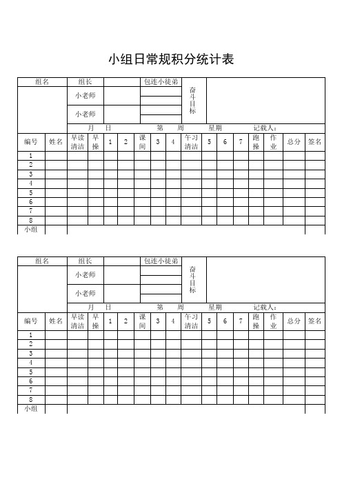 小组积分统计表