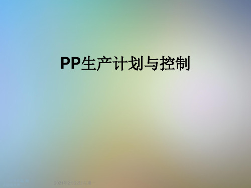 PP生产计划与控制