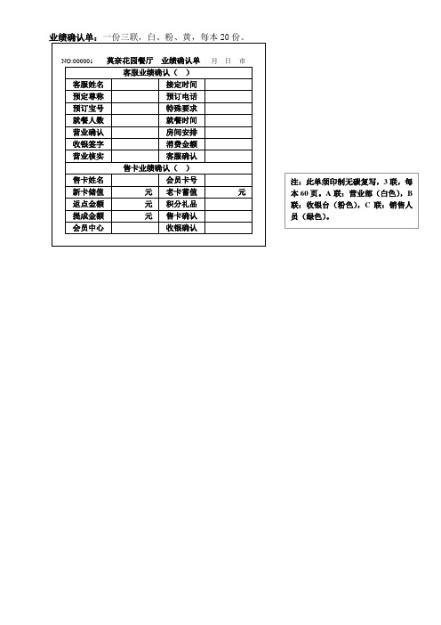 业绩确认单