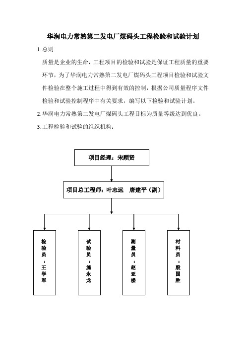 常熟华润检验和试验计划