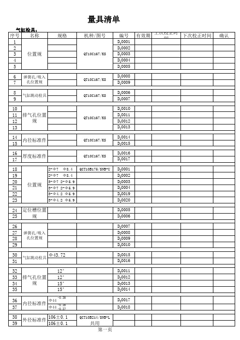 测量仪器点检表 模板(version 1)