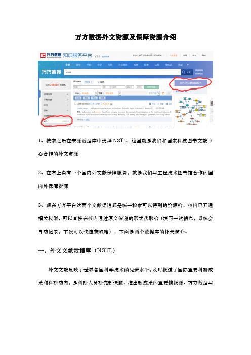 万方数据外文资源及保障资源介绍