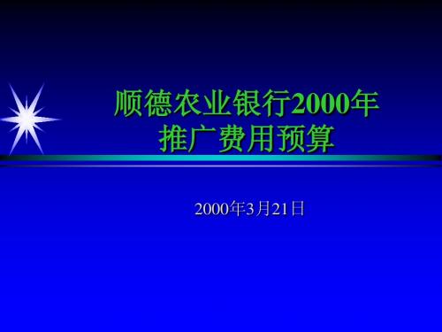 顺德农业银行推广费用预算