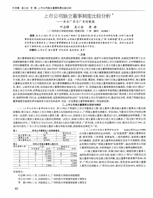 上市公司独立董事制度比较分析——来自广西与广东的数据