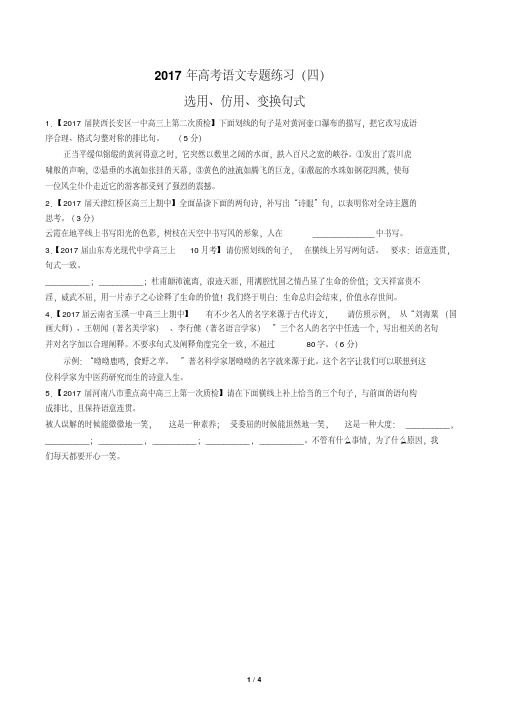 2017年高考语文-选用、仿用、变换句式-专题练习(四)及答案