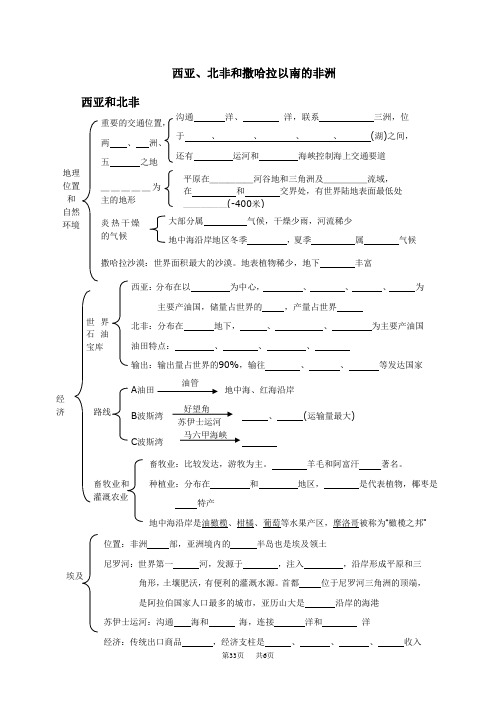 西亚、北非和撒哈拉以南的非洲-训练题(有答案)