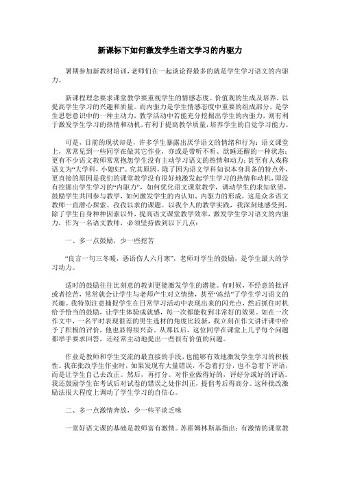 新课标下如何激发学生语文学习的内驱力