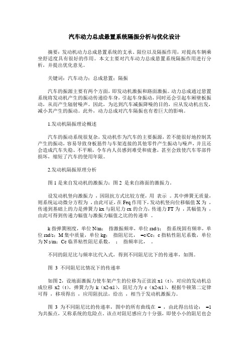 汽车动力总成悬置系统隔振分析与优化设计