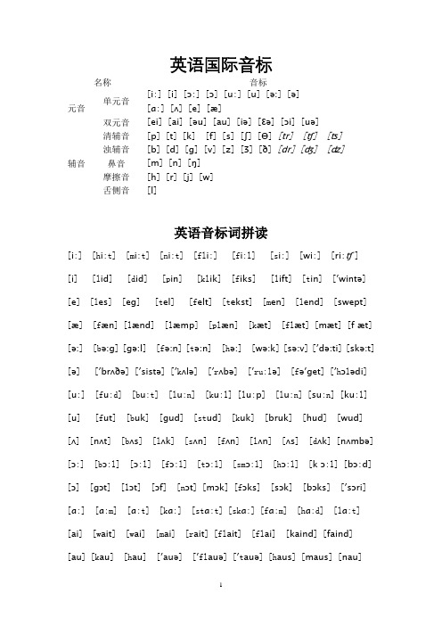 英语国际音标及拼读练习