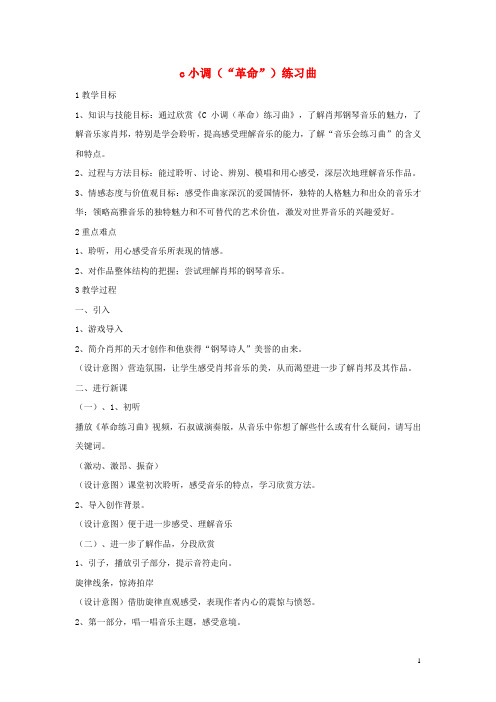 八年级音乐上册 第四单元 c小调(“革命”)练习曲教学设计3 湘艺版