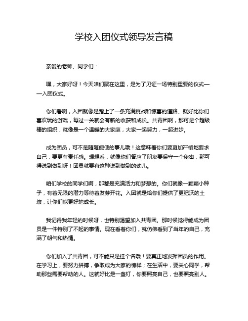 学校入团仪式领导发言稿