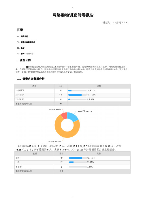 网络购物调查问卷报告