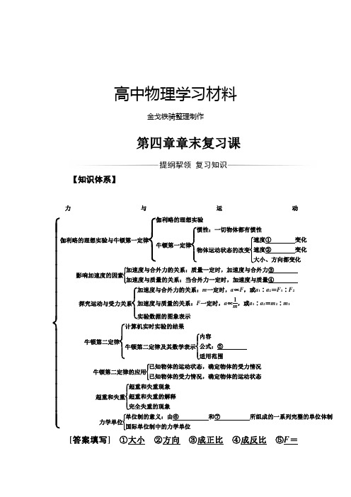 粤教版高中物理必修一第四章章末复习课