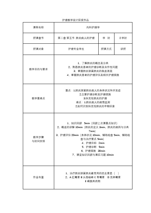 护理教学设计获奖作品